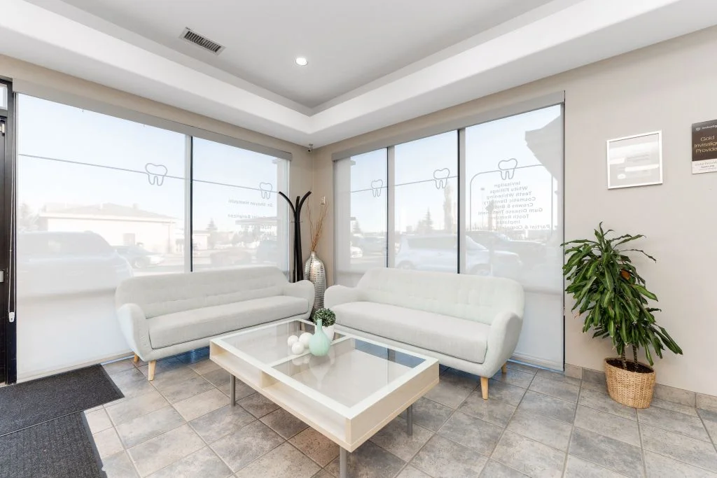 comfortable waiting area sw edmonton dentist